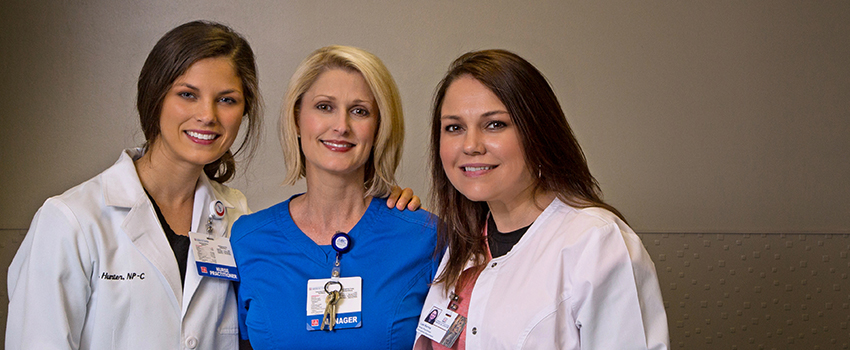Three female staff in Emergency Medicine