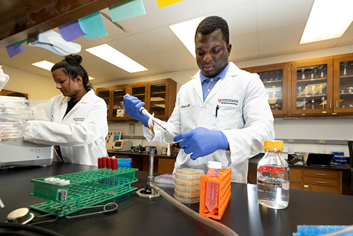 Ph.D. students in lab