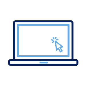 Icon of latop with arrow pointing to the screen.
