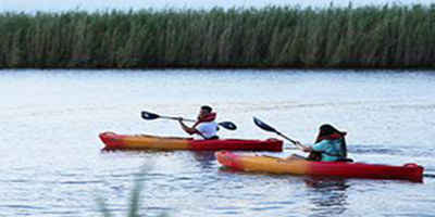 People kayaking.