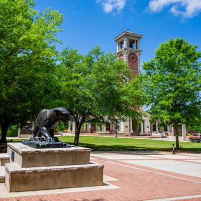 Mitchell Center with Jaguar in front.