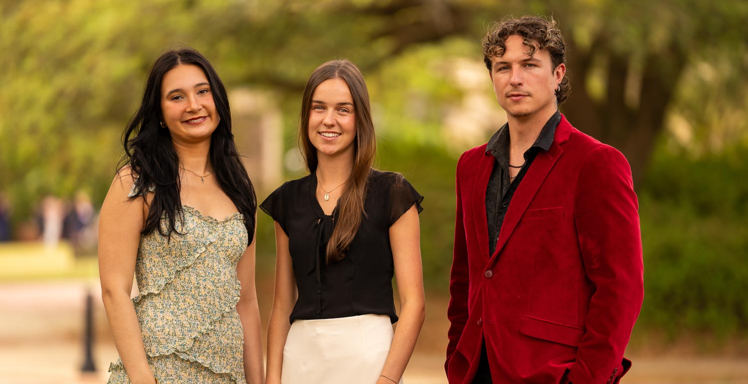University of South Alabama students, from left, Anya Powell, Bailey Baxter and Cambridge Cooper were named 2026 Goldwater Scholars. The scholarship is widely considered one of the most prestigious undergraduate awards in STEM.