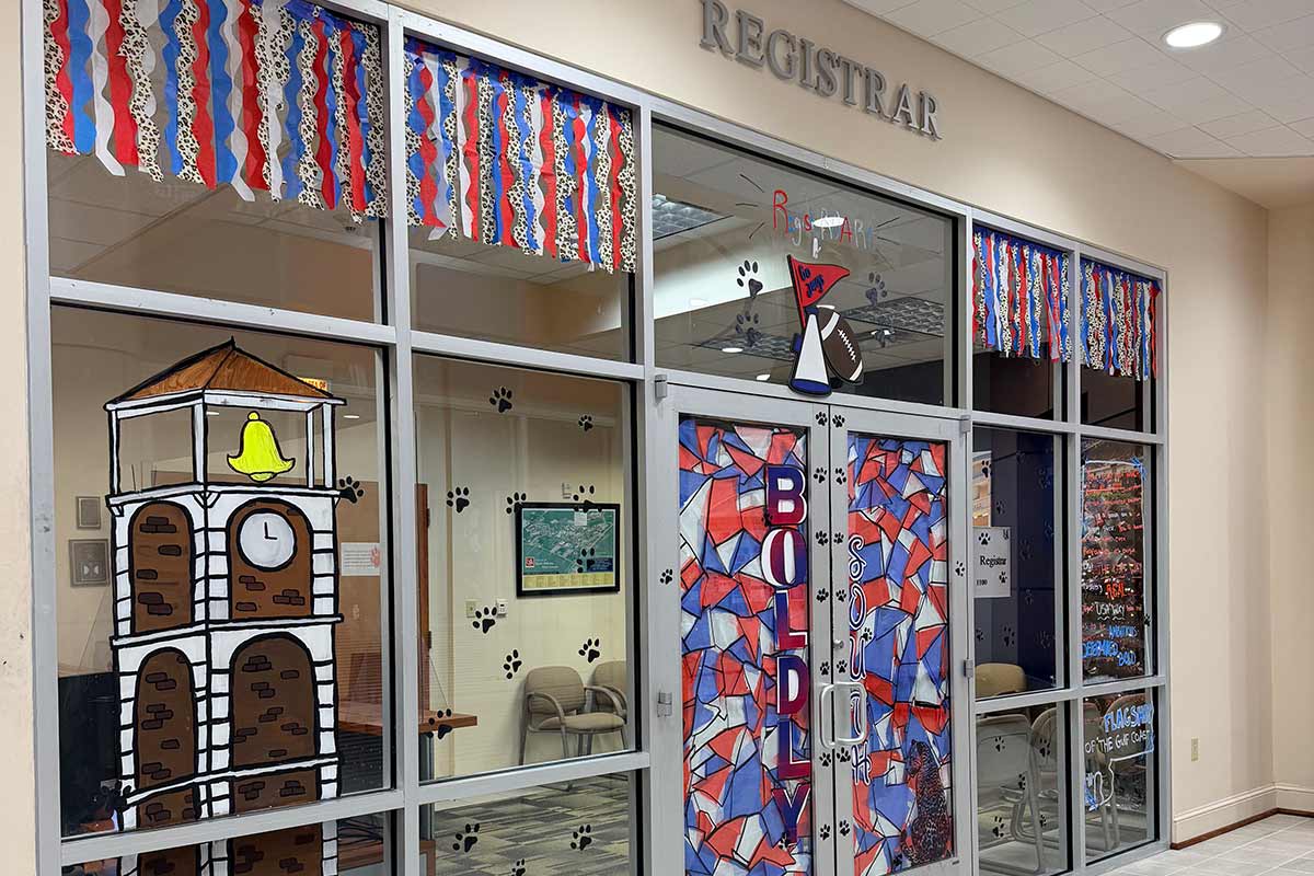 Registrar's office decorated for Homecoming. Registrar's office decorated for Homecoming.