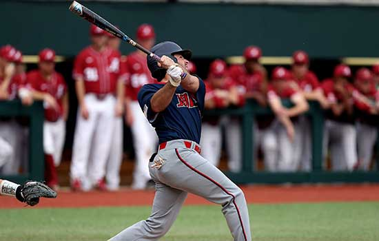 USA Baseball player at bat during a game.